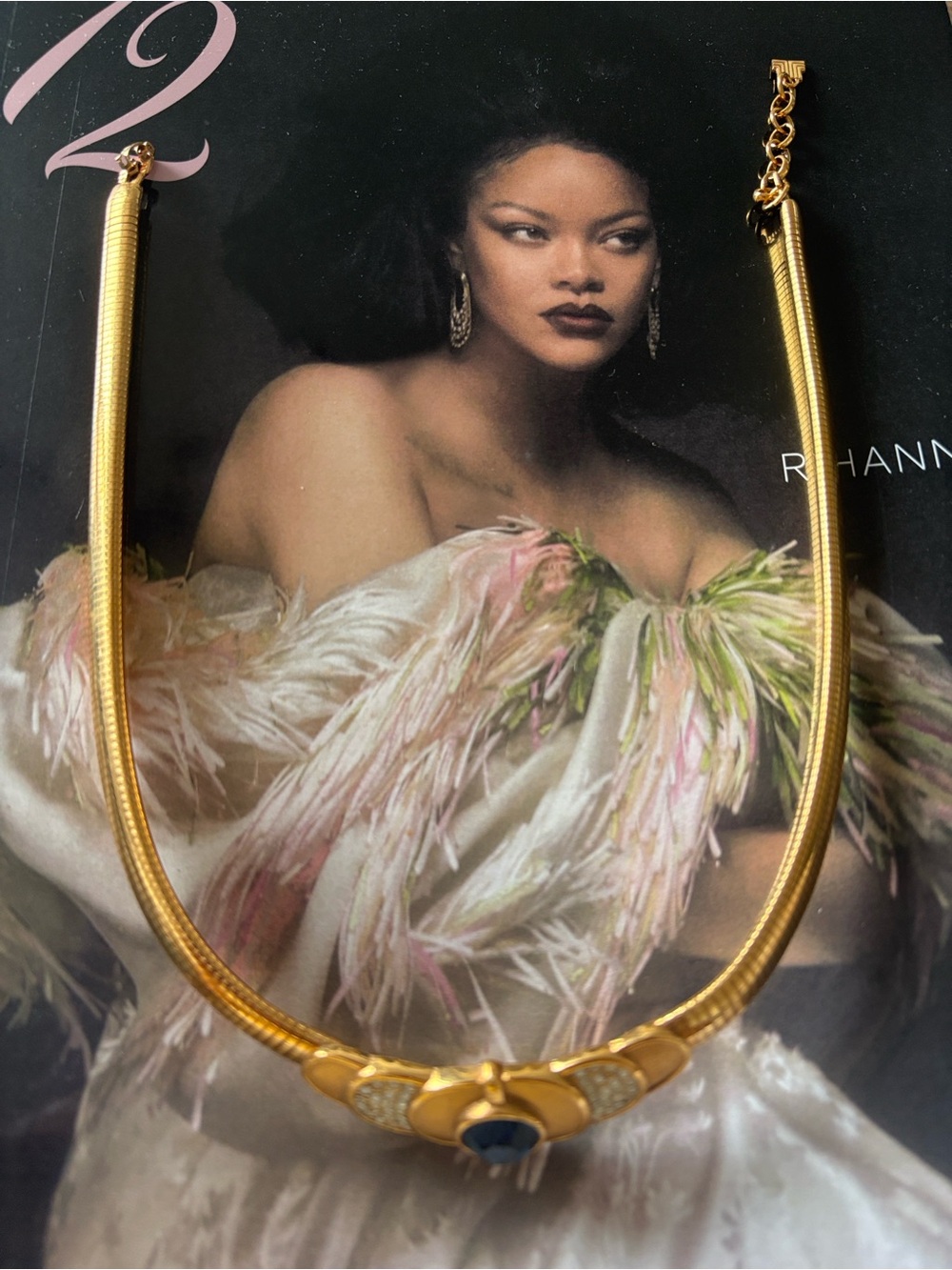Lanvin Gold Tone Necklace with Blue Accent